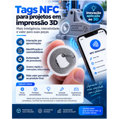 Etiqueta Tag Nfc Regravavel Leitura 13,56mhz - KIT COM 10 UN