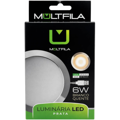 LUMINARIA LIGA DESLIGA BRANCO QUENTE 6W PRATA MULTFILA